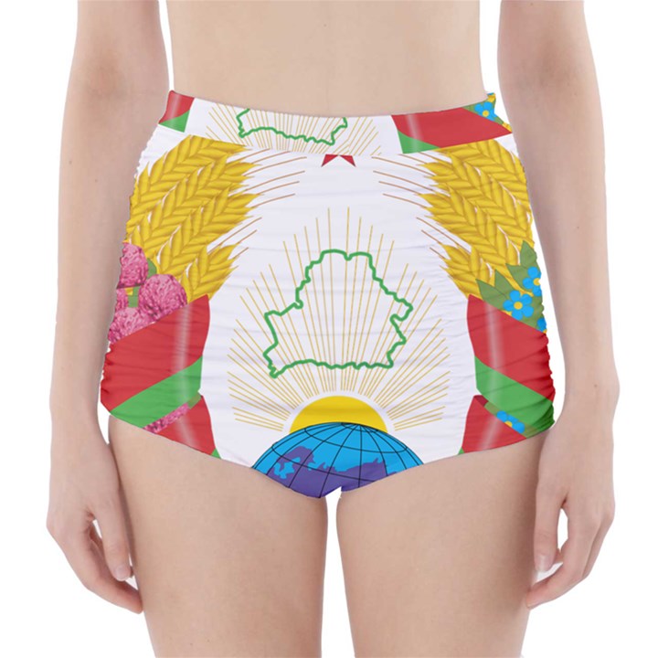 Coat of Arms of The Republic of Belarus High-Waisted Bikini Bottoms