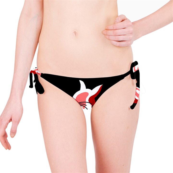 Red abstract cat Bikini Bottom