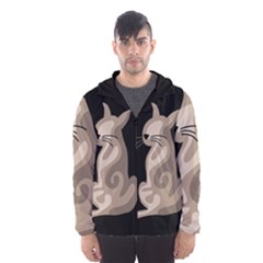 Brown Abstract Cat Hooded Wind Breaker (men) by Valentinaart