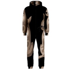 Brown Abstract Cat Hooded Jumpsuit (men)  by Valentinaart