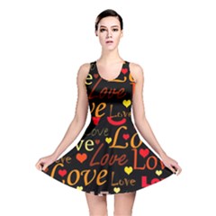 Love Pattern 3 Reversible Skater Dress by Valentinaart