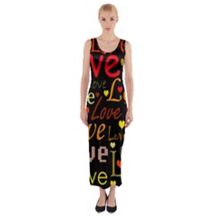 Love Pattern 3 Fitted Maxi Dress by Valentinaart