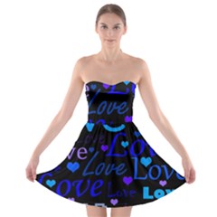 Blue Love Pattern Strapless Bra Top Dress by Valentinaart