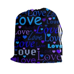 Blue Love Pattern Drawstring Pouches (xxl) by Valentinaart