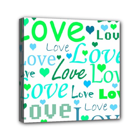 Love Pattern - Green And Blue Mini Canvas 6  X 6  by Valentinaart
