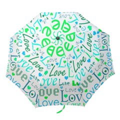 Love Pattern - Green And Blue Folding Umbrellas by Valentinaart