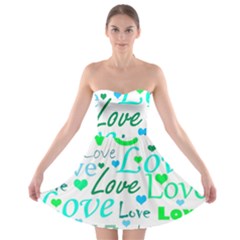 Love Pattern - Green And Blue Strapless Bra Top Dress by Valentinaart