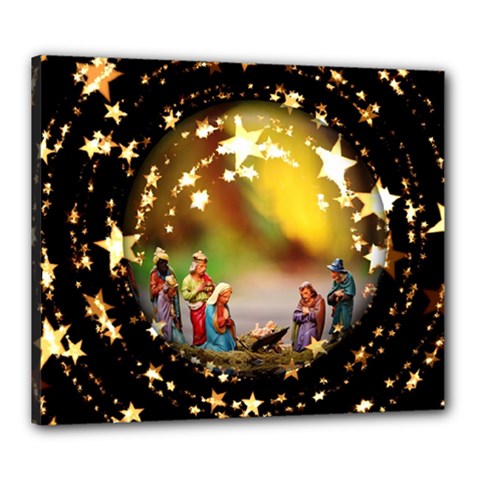 Christmas Crib Virgin Mary Joseph Jesus Christ Three Kings Baby Infant Jesus 4000 Canvas 24  X 20 