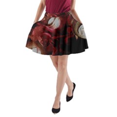 Dark Red Candlelight Candles A-line Pocket Skirt by yoursparklingshop
