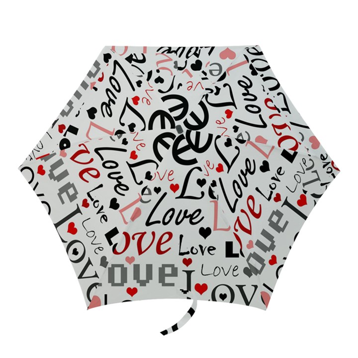 Love pattern - red Mini Folding Umbrellas