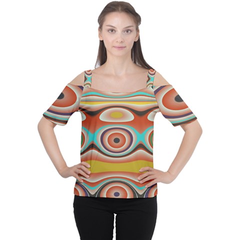 Oval Circle Patterns Women s Cutout Shoulder Tee by digitaldivadesigns