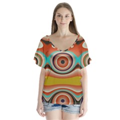 Oval Circle Patterns Flutter Sleeve Top by digitaldivadesigns