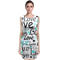 Love Pattern - Cyan Sleeveless Velvet Midi Dress by Valentinaart