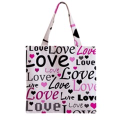 Love Pattern - Magenta Zipper Grocery Tote Bag by Valentinaart