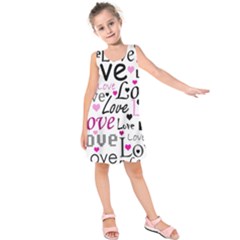 Love Pattern - Magenta Kids  Sleeveless Dress by Valentinaart