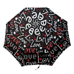 Red Love Pattern Folding Umbrellas by Valentinaart