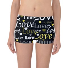 Yellow Love Pattern Boyleg Bikini Bottoms by Valentinaart