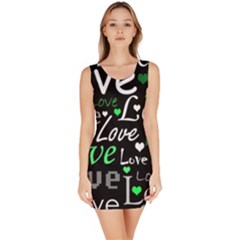 Green Valentine s Day Pattern Sleeveless Bodycon Dress by Valentinaart