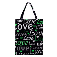 Green Valentine s Day Pattern Classic Tote Bag by Valentinaart