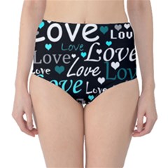 Valentine s Day Pattern - Cyan High-waist Bikini Bottoms by Valentinaart