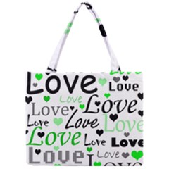 Green  Valentine s Day Pattern Mini Tote Bag by Valentinaart