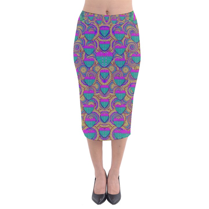 Merry Love In Heart  Time Velvet Midi Pencil Skirt