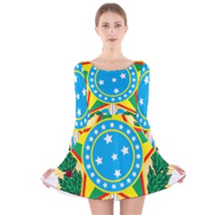 Coat Of Arms Of Brazil, 1968-1971 Long Sleeve Velvet Skater Dress by abbeyz71