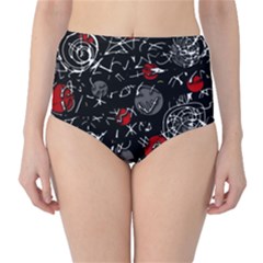 Red Mind High-waist Bikini Bottoms by Valentinaart