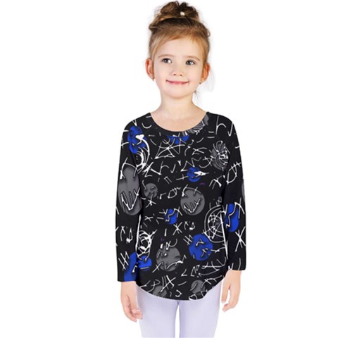 Blue Mind Kids  Long Sleeve Tee by Valentinaart