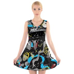 Confusion 2 V-neck Sleeveless Skater Dress by Valentinaart