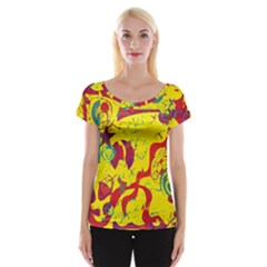 Yellow Confusion Women s Cap Sleeve Top