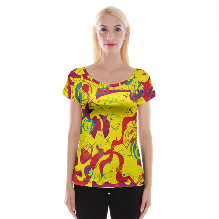 Yellow confusion Women s Cap Sleeve Top