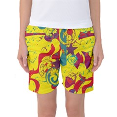 Yellow Confusion Women s Basketball Shorts by Valentinaart