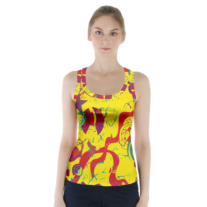 Yellow confusion Racer Back Sports Top