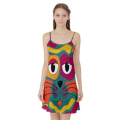 Colorful Cat 2  Satin Night Slip by Valentinaart