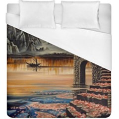 Japanese Lake Of Tranquility Duvet Cover (king Size) by ArtByThree
