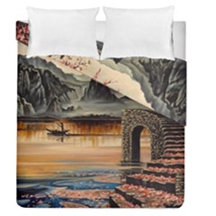 Japanese Lake Of Tranquility Duvet Cover Double Side (queen Size) by ArtByThree