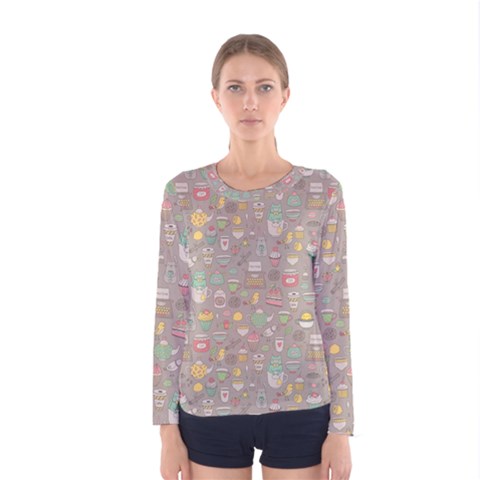 Tea Party Pattern Women s Long Sleeve Tee by kostolom3000shop