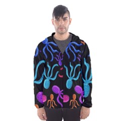 Colorful Octopuses Pattern Hooded Wind Breaker (men) by Valentinaart