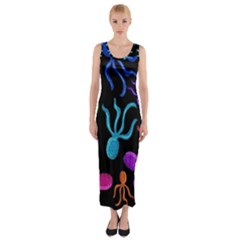 Colorful Octopuses Pattern Fitted Maxi Dress by Valentinaart