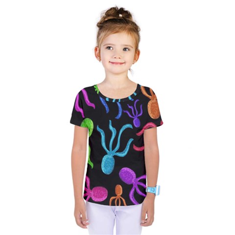 Colorful Octopuses Pattern Kids  One Piece Tee by Valentinaart