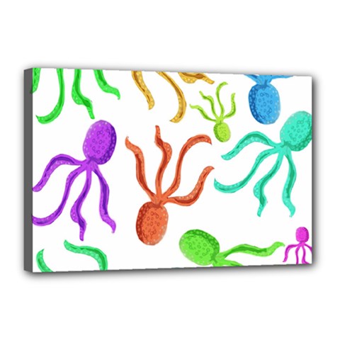 Octopuses Pattern Canvas 18  X 12  by Valentinaart