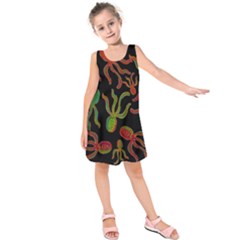 Octopuses Pattern 4 Kids  Sleeveless Dress by Valentinaart