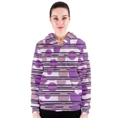 Purple Simple Pattern Women s Zipper Hoodie by Valentinaart