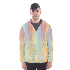 Unique Abstract In Green, Blue, Orange, Gold Hooded Wind Breaker (men)