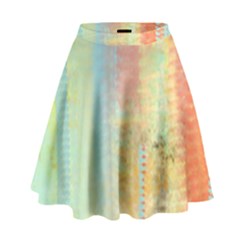 Unique Abstract In Green, Blue, Orange, Gold High Waist Skirt by digitaldivadesigns
