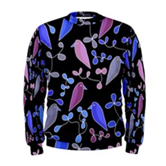 Flowers And Birds - Blue And Purple Men s Sweatshirt by Valentinaart