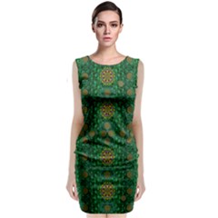 Magic Peacock Night Classic Sleeveless Midi Dress by pepitasart