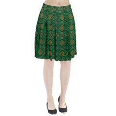 Magic Peacock Night Pleated Skirt by pepitasart