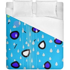 Rainy Day - Blue Duvet Cover (california King Size) by Moma